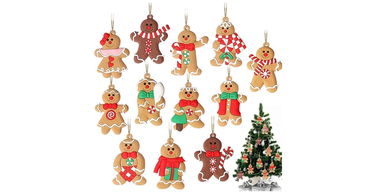 12 Pack Gingerbread Man Ornaments at Walmart